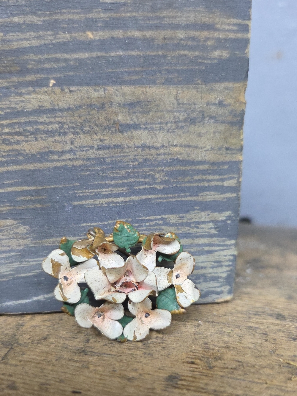 Vintage Enamel Flower Cluster Brooch
